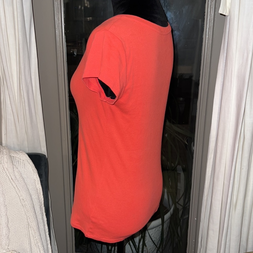 Liz Claiborne orange shortsleeve women’s shirt casual top Small - Picture 4 of 8